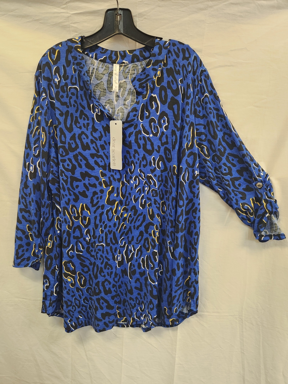 Blue Leopard Print V-Neck Tunic
